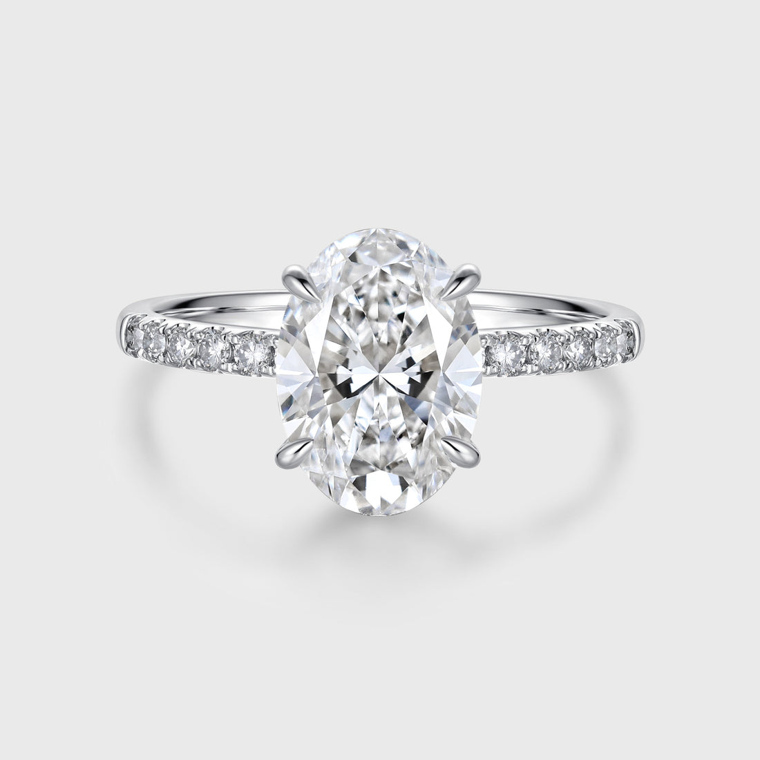 3.0Carat Oval cut Lab-grown diamond Solid gold Engagement Ring
