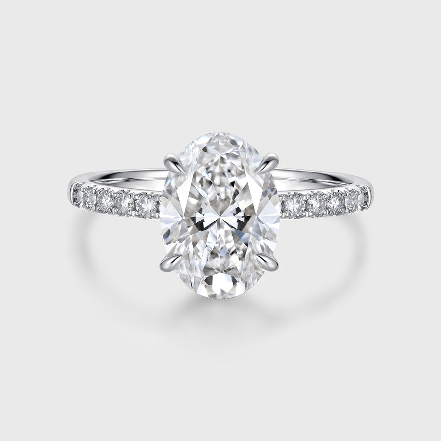 3.0Carat Oval cut Lab-grown diamond Solid gold Engagement Ring
