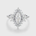 1 Carat Marquise cut Moissanite Halo Cluster Engagement Ring