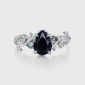 Inspired Pear cut Blue Sandstone Solid Gold Engagement Ring
