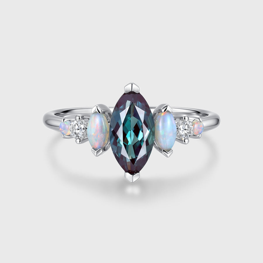Oval cut Lab Alexandrite | Opal Engagement ring