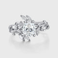 Nature Inspired Pear cut Moissanite Leaf Gold ring set
