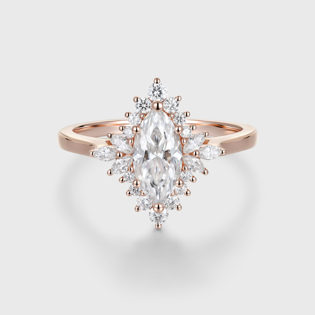 Marquise cut Moissanite Matching Gold Engagement Ring