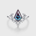 Kite Cut Lab Alexandrite Engagement Ring