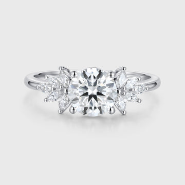 1.2Carat Round Moissanite Cluster Engagement Ring