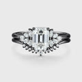 Radiant cut Moissanite Cluster Engagement ring Bridal Set