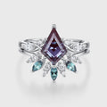 Kite Cut Lab Alexandrite Wedding bridal set