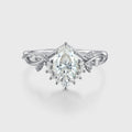 Nature Inspired Pear cut Moissanite Leaf Gold Engagement Ring