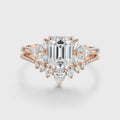 1.7Carat Emerald cut Moissanite Cluster Engagement ring Bridal Set