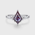 Kite Cut Lab Alexandrite Cluster Engagement Ring