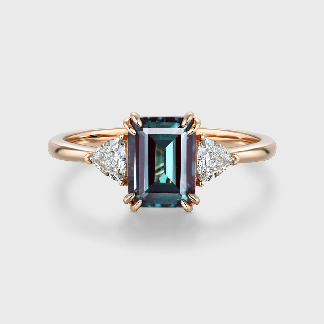 2.0Carat Emerald Cut Alexandrite Engagement Ring