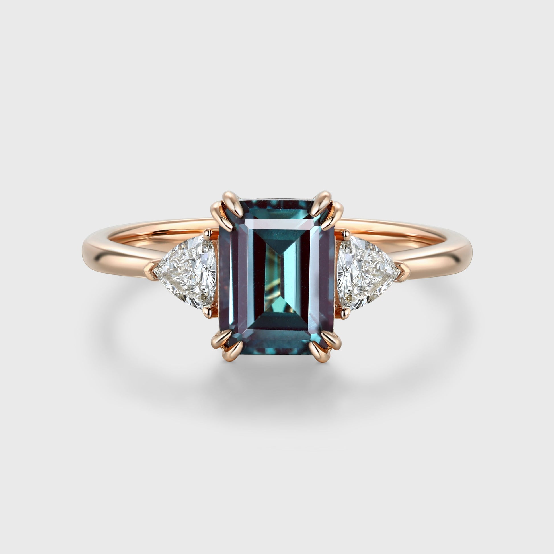 2.0Carat Emerald Cut Alexandrite Engagement Ring