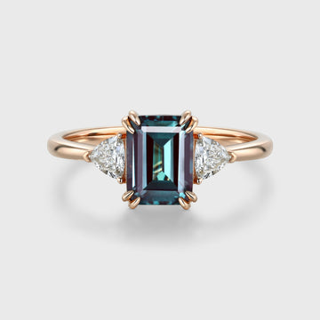 2.0Carat Emerald Cut Alexandrite Engagement Ring