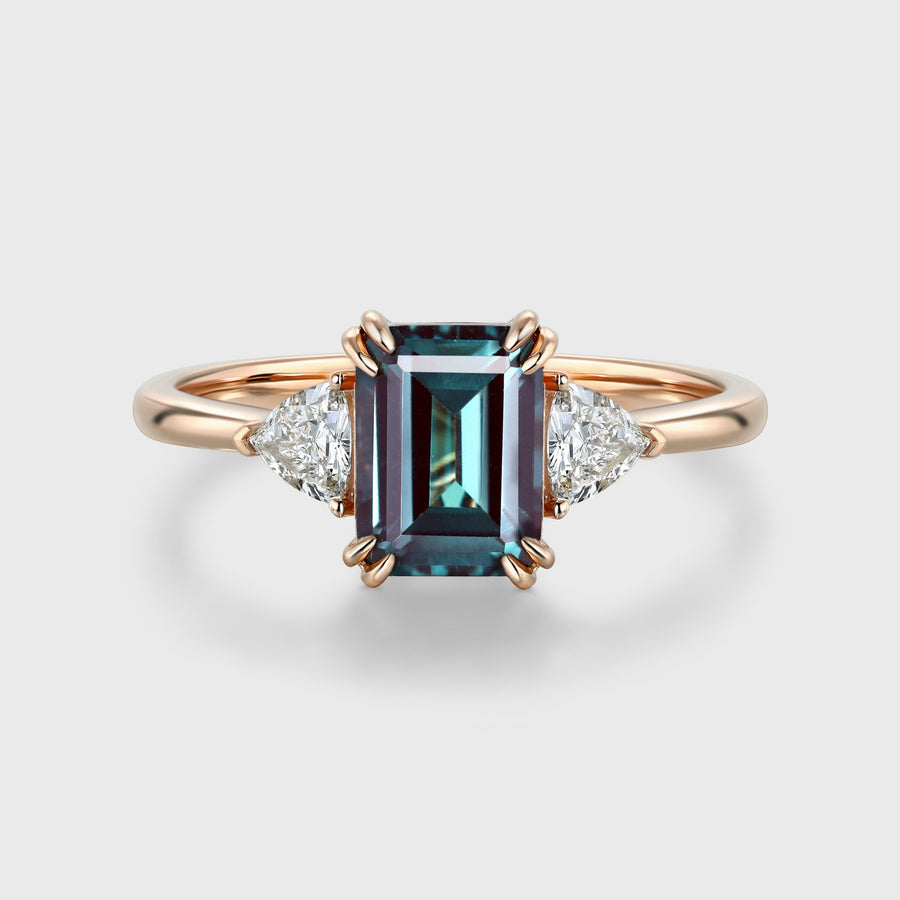 2.0Carat Emerald Cut Alexandrite Engagement Ring