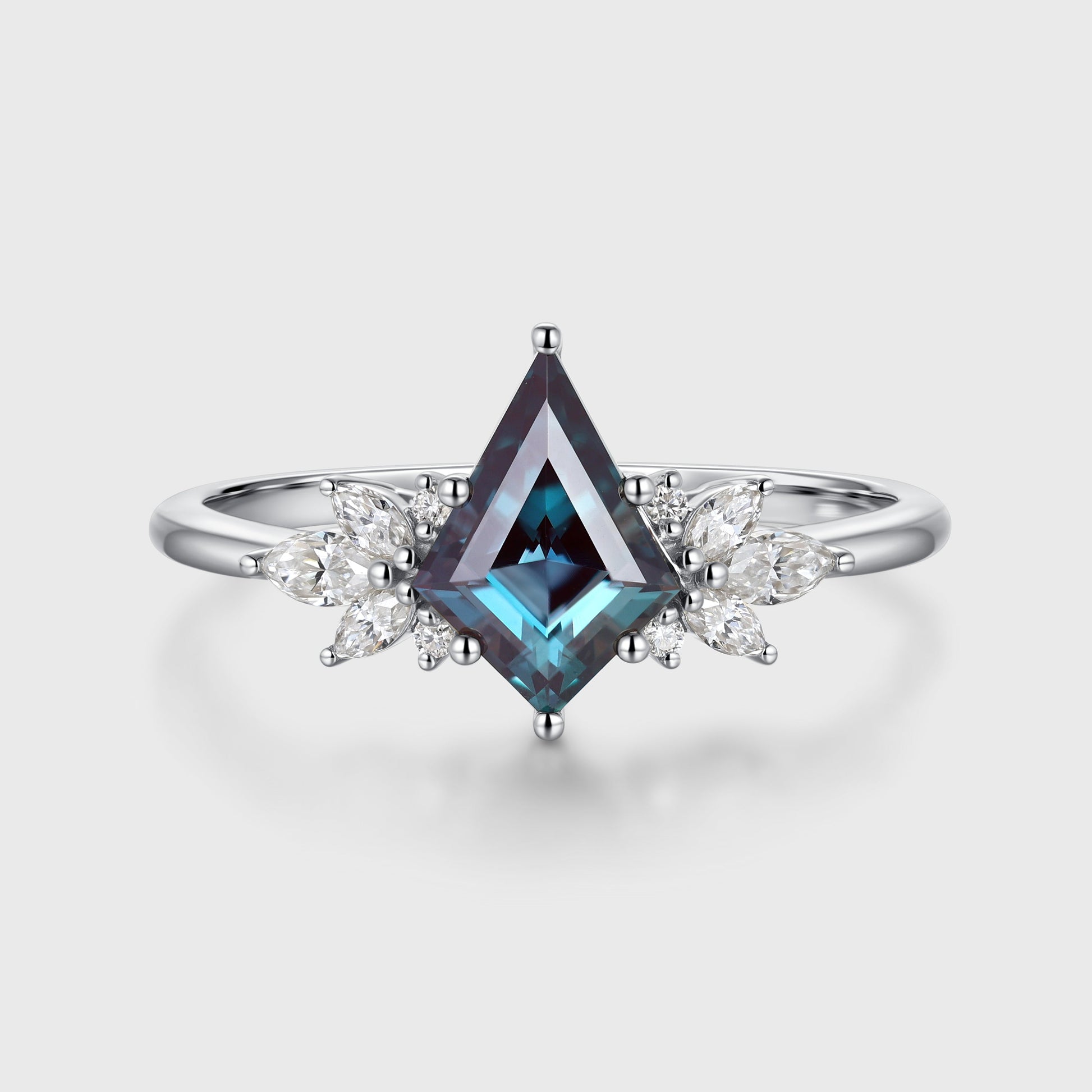 Kite Cut Lab Alexandrite | Diamond Engagement Ring