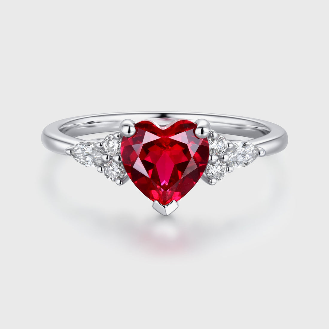 Heart cut Lab Ruby Engagement ring