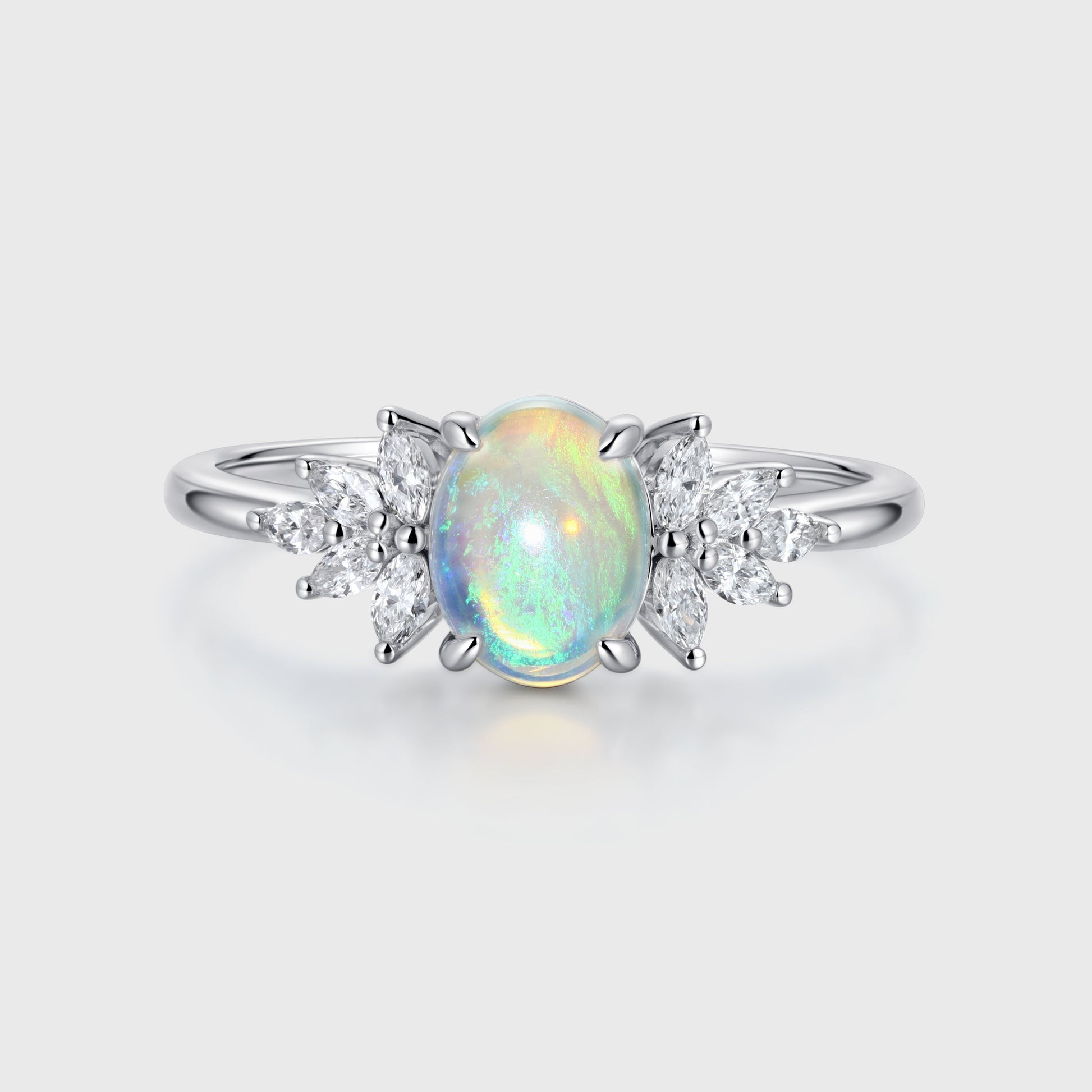 Oval Opal Cluster Engagement ring