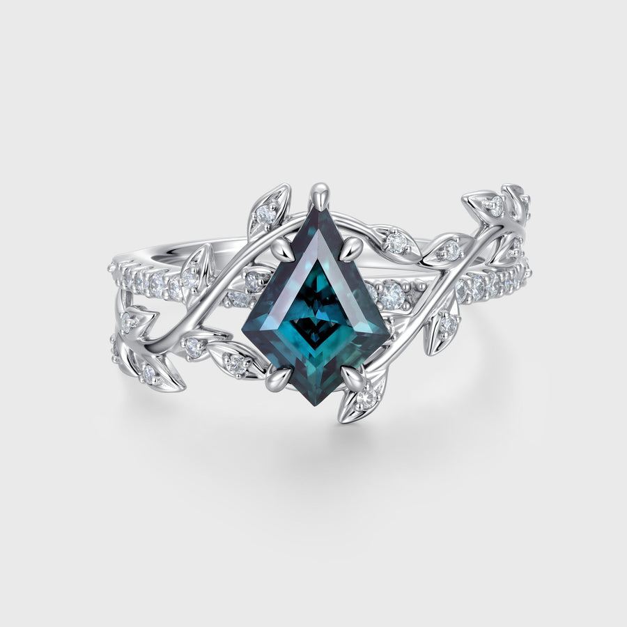 Kite Cut Lab Alexandrite Engagement Ring