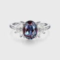 Oval Lab Alexandrite Cluster Engagement ring