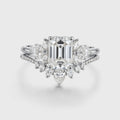 1.7Carat Emerald cut Moissanite Cluster Engagement ring Bridal Set