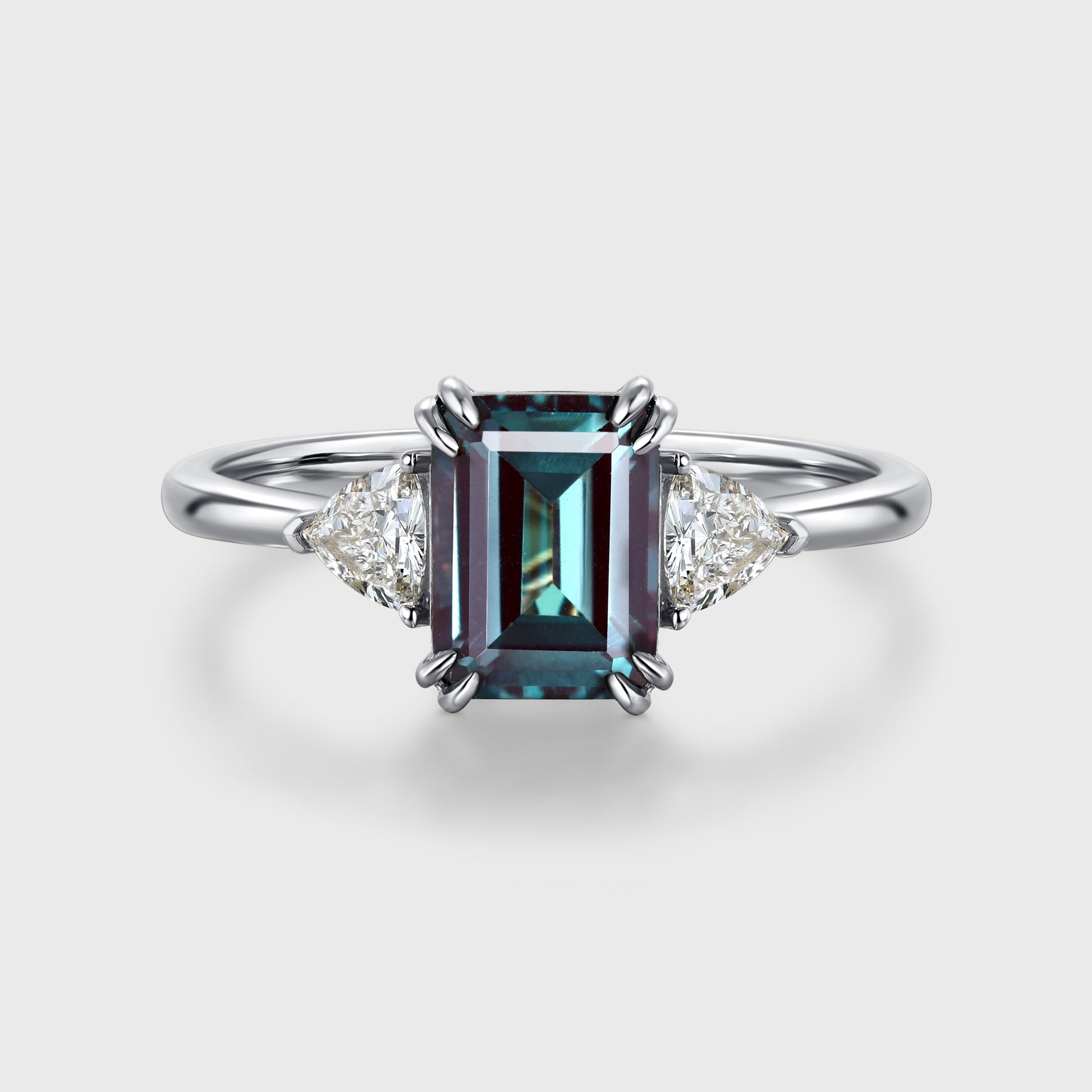 2.0Carat Emerald Cut Alexandrite Engagement Ring