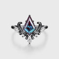 Kite Cut Lab Alexandrite Engagement Ring