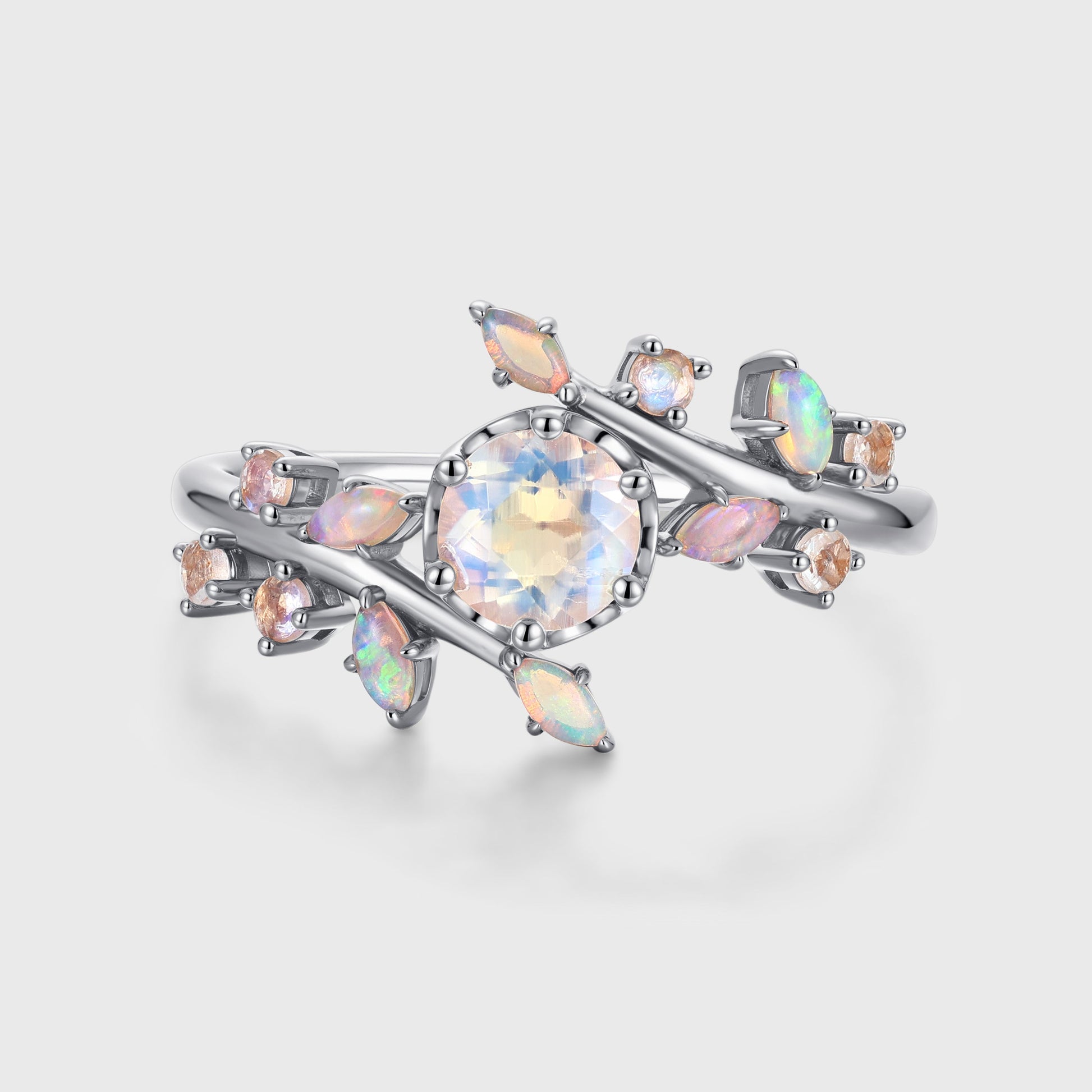 Round cut Moonstone Match Opal | Moonstone Engagement Ring
