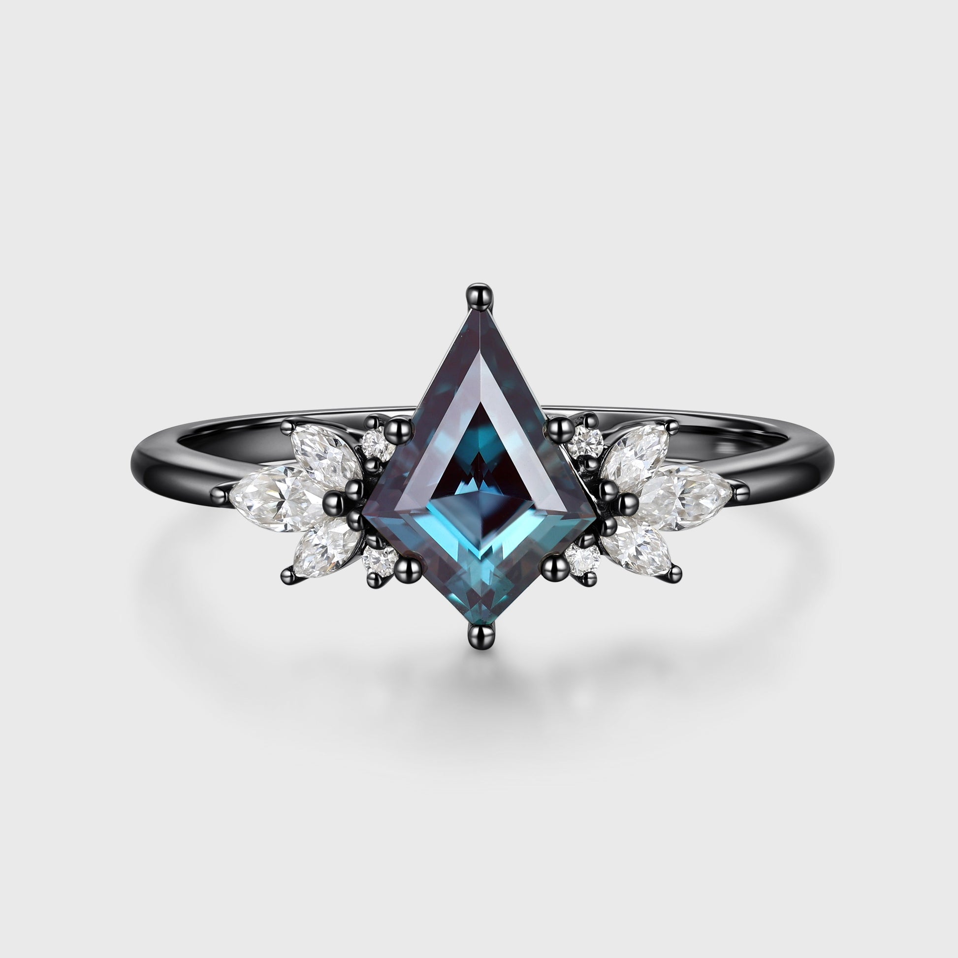 Kite Cut Lab Alexandrite | Diamond Engagement Ring