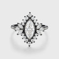 1 Carat Marquise cut Moissanite Halo Cluster Engagement Ring