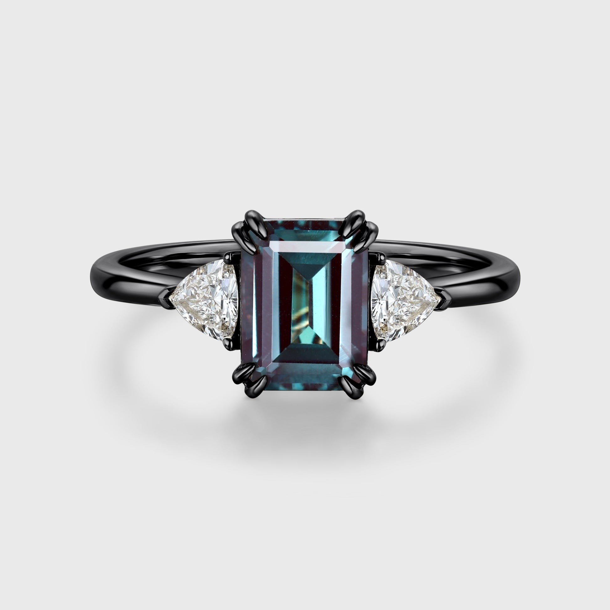 2.0Carat Emerald Cut Alexandrite Engagement Ring