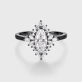 Marquise cut Moissanite Matching Gold Engagement Ring