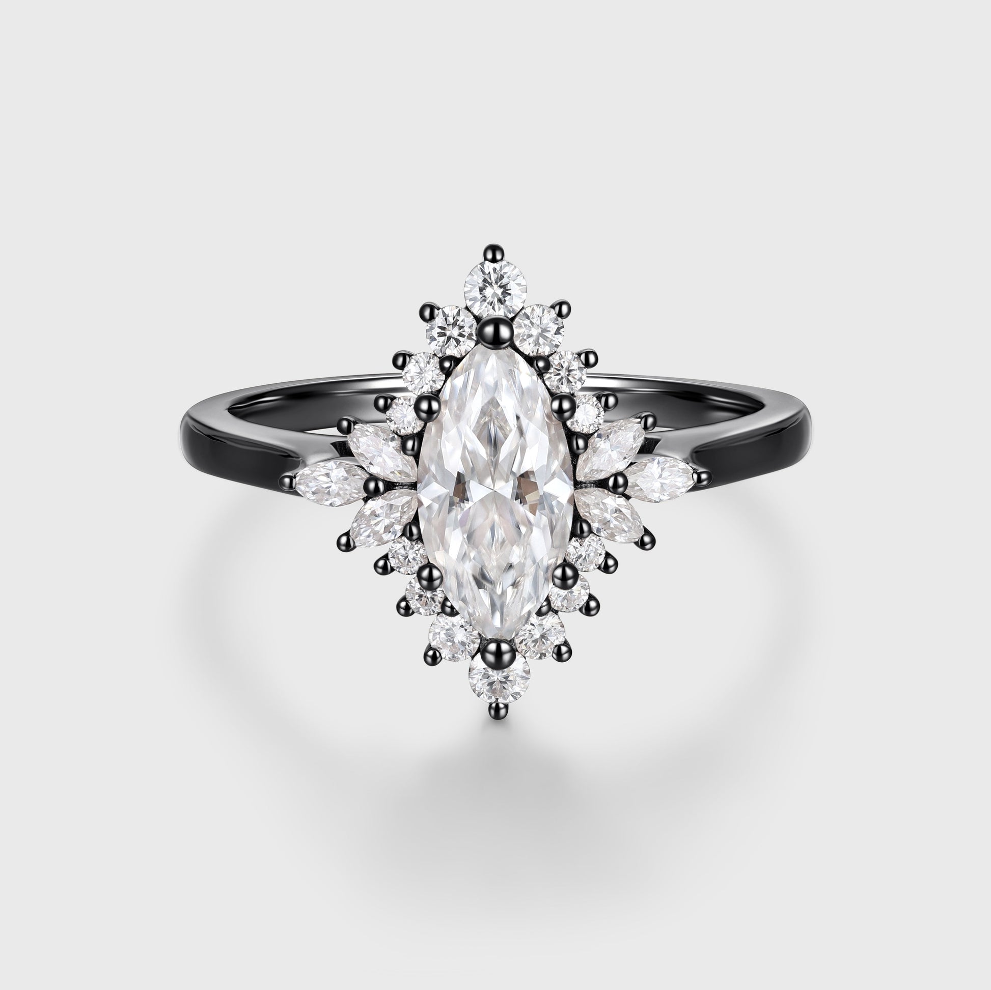 Marquise cut Moissanite Matching Gold Engagement Ring