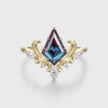 Kite Cut Lab Alexandrite Engagement Ring