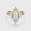 1 Carat Marquise cut Moissanite Halo Cluster Engagement Ring Bridal Set