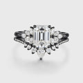 1.7Carat Emerald cut Moissanite Cluster Engagement ring Bridal Set