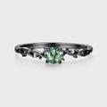 Nature Inspired Round cut Moss Agate + Diamonds twig Engagement Ring