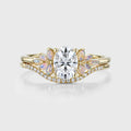 Oval cut Moissanite + Opal Cluster Engagement Ring Bridal Set