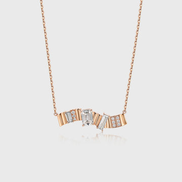 Emerald cut Moissanite Pendant Necklace with Moissanite Pave Accents