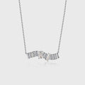 Emerald cut Moissanite Pendant Necklace with Moissanite Pave Accents