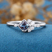 Princess cut Alexandrite | Diamond Engagement ring