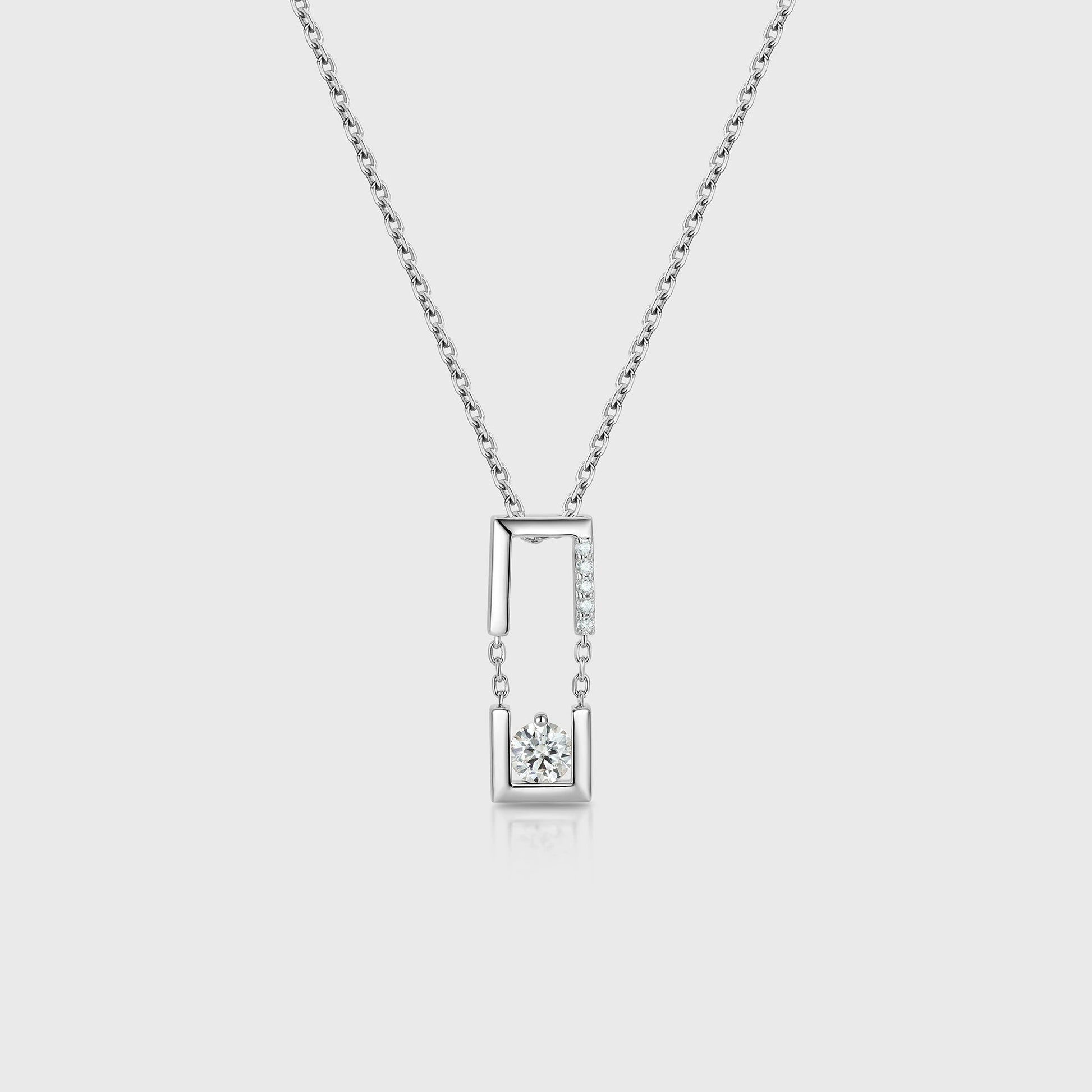 Round cut Moissanite Pendant Necklace with Diamonds Halo Accents