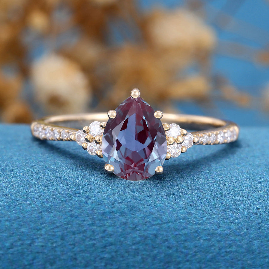 Pear cut Alexandrite Engagement ring