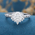Cushion cut 1.25 Carat Moissanite Halo  Engagement Ring Bridal Set 