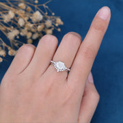 Cushion cut 1.25 Carat Moissanite Halo  Engagement Ring Bridal Set 