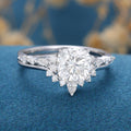 Cushion cut 1.25 Carat Moissanite Halo  Engagement Ring Bridal Set 