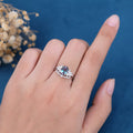 2PCS Oval Alexandrite cluster Engagement ring Bridal Set 