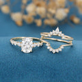 2PCS 1.5 Carat Oval cut Moissanite Engagement ring Bridal Set 