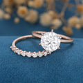 8.5mm Round cut Solitaire Engagement Ring Bridal Set 