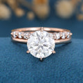 8.5mm Round cut Solitaire Engagement Ring Bridal Set 