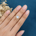 Oval cut Moonstone Cluster Engagement ring Bridal Set 